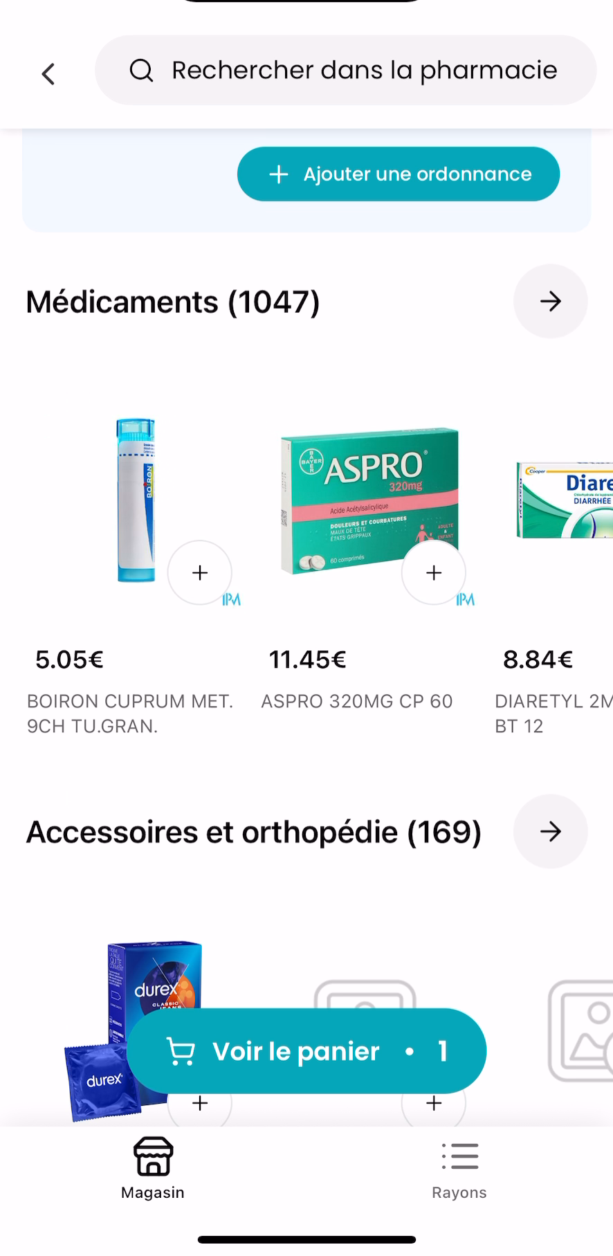 Scheda di una farmacia nell’app Nexum Pharma, con il pulsante «Aggiungi una ricetta»
